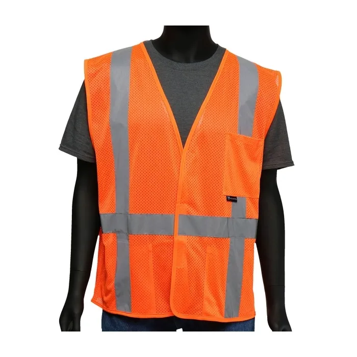 PIP 47218/2XL Protective Clothing High Visibilty Vest, 2XL, Hi-Vis Orange, Each | CL9HMN