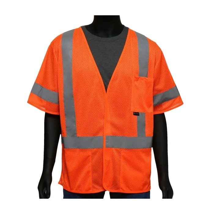PIP 47309/M Protective Clothing High Visibilty Vest, M, Hi-Vis Orange, Each | CL9HPX