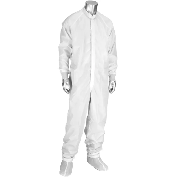 PIP CC1245-74WH-5PK-XL Critical Environment Reusable Coverall, XL, White, Each | CL9PHF