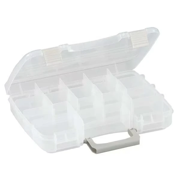 Adjustable Compartment Box with 5 to 17 compartments, Plastic, 2 1/4 Inch H x 8-1/2 Inch W