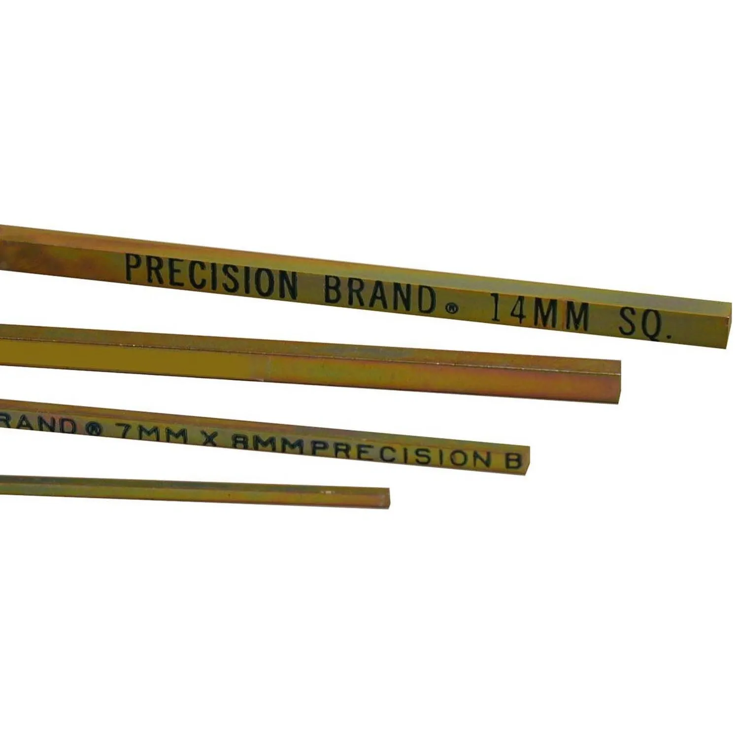 Undersized Key Stock, Steel, Gold Dichromate Plated, 12 Inch L, 10 mm W, 10 mm H