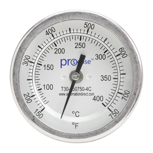 PROSENSE T30-150750-4C Bi-Metal Dial Thermometer, 3 Inch Dia., 4 Inch Insertion Length | CV8DDA