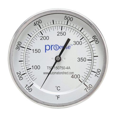 PROSENSE T50-150750-4A Bi-Metal Dial Thermometer, 5 Inch Dia., 4 Inch Insertion Length | CV8DDP