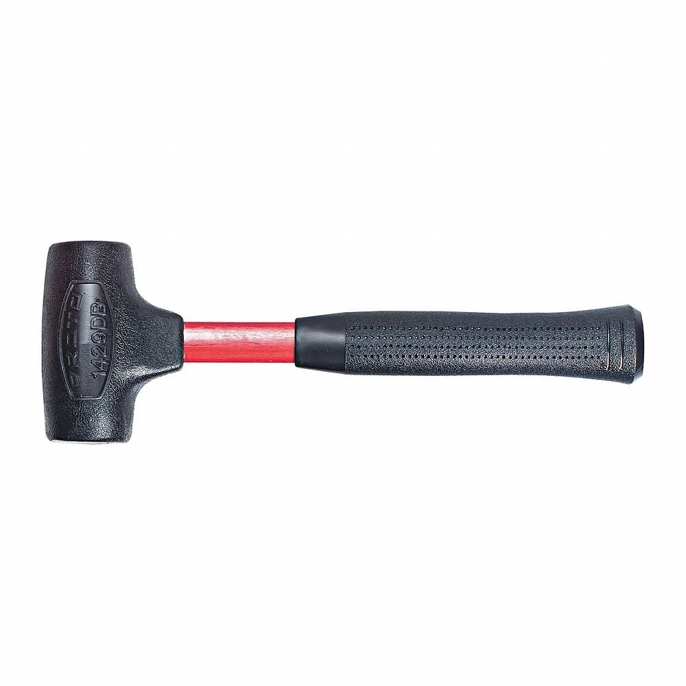 Dead Blow Hammer, Fiberglass Handle, 1 lb Head Wt, 1 5/8 Inch Face Dia, 12 Inch Lg, Steel