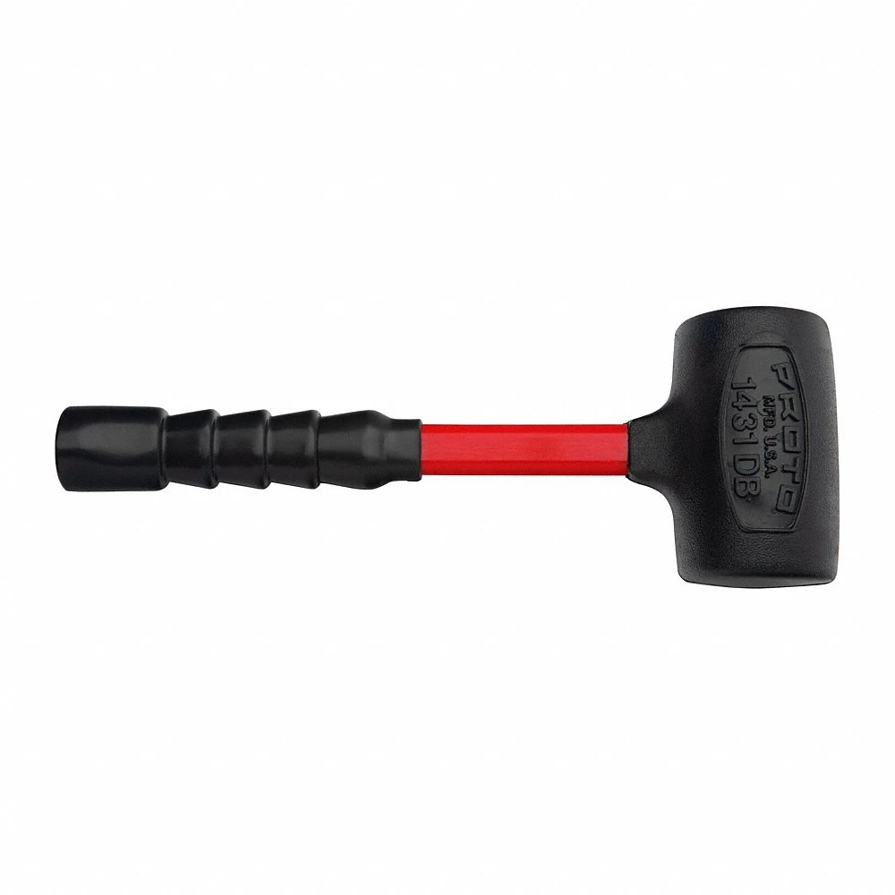 Dead Blow Hammer, Fiberglass Handle, 4 lb Head Wt, 2 7/8 Inch Face Dia, 14 Inch Lg, Steel