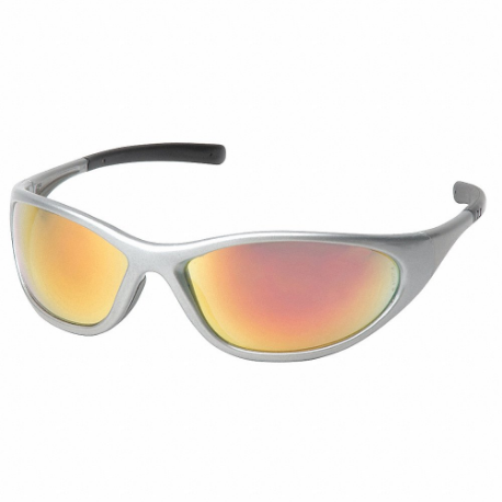 Safety Glasses, Traditional Frame, Full-Frame, Amber Mirror, Gray, M Eyewear Size
