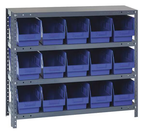 QUANTUM STORAGE SYSTEMS 1239-802BL Bin Shelving Solid 36 x 12 15 Bins Blue | AC6HNN 33Z239