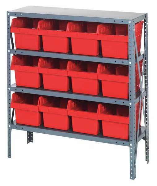QUANTUM STORAGE SYSTEMS 1239-807RD Bin Shelving Steel 36 x 12 x 39 12 Bins Red | AD3TBN 40N197