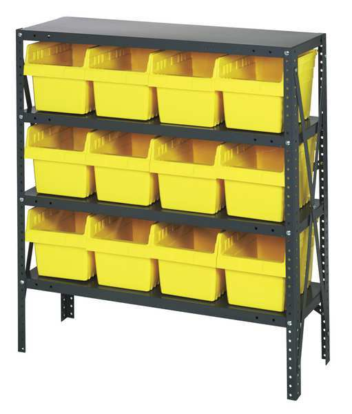 QUANTUM STORAGE SYSTEMS 1839-808YL Bin Shelving Steel 36 x 18 x 39 12 Bins Yellow | AD3TCP 40N222