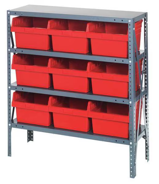 QUANTUM STORAGE SYSTEMS 1839-810RD Bin Shelving Steel 36 x 18 x 39 9 Bins Red | AD3TBY 40N207