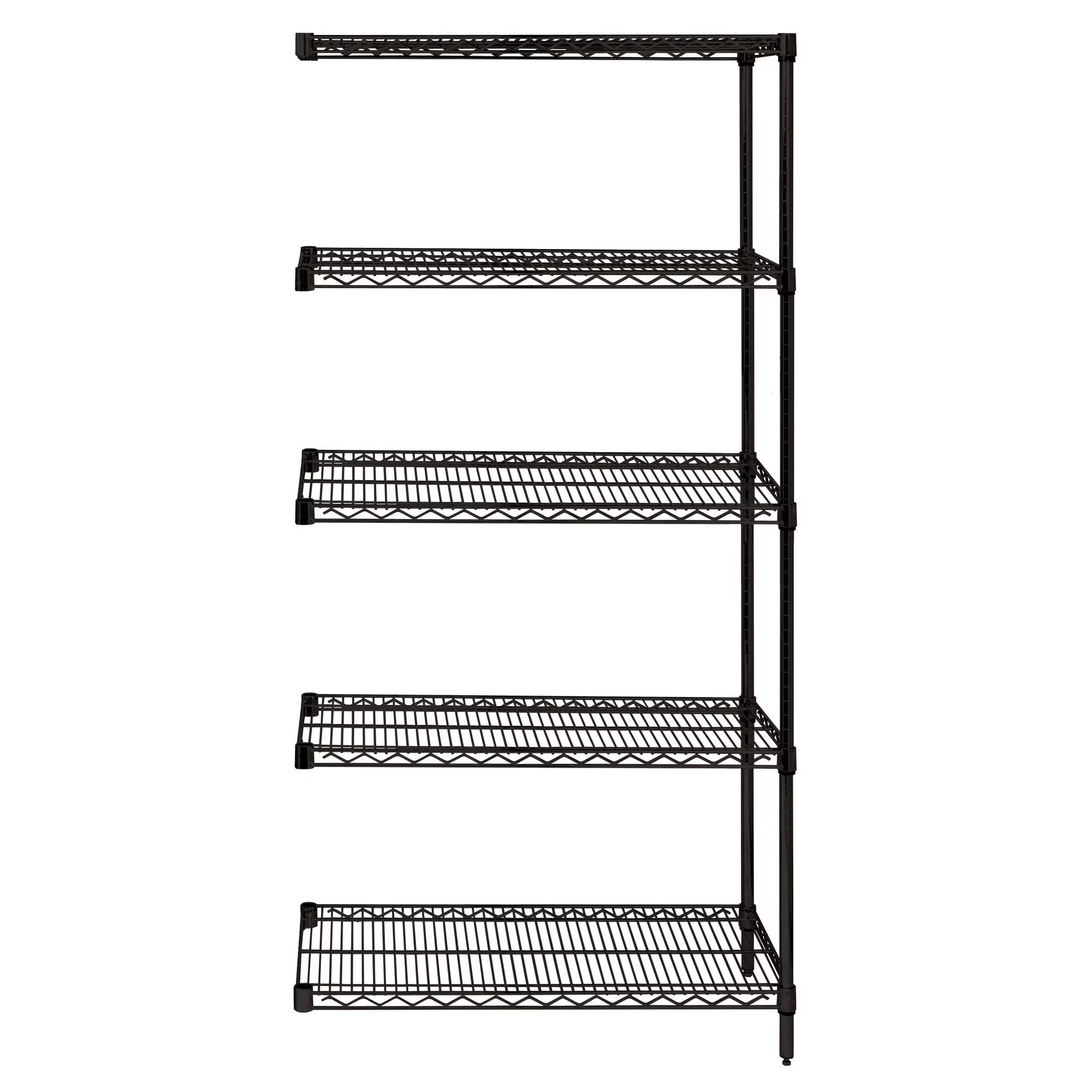 QUANTUM STORAGE SYSTEMS AD54-1848BK-5 Wire Shelving, 5 Shelf Add-On, 18 x 48 x 54 Inch Size, Black Epoxy | CG9NFP
