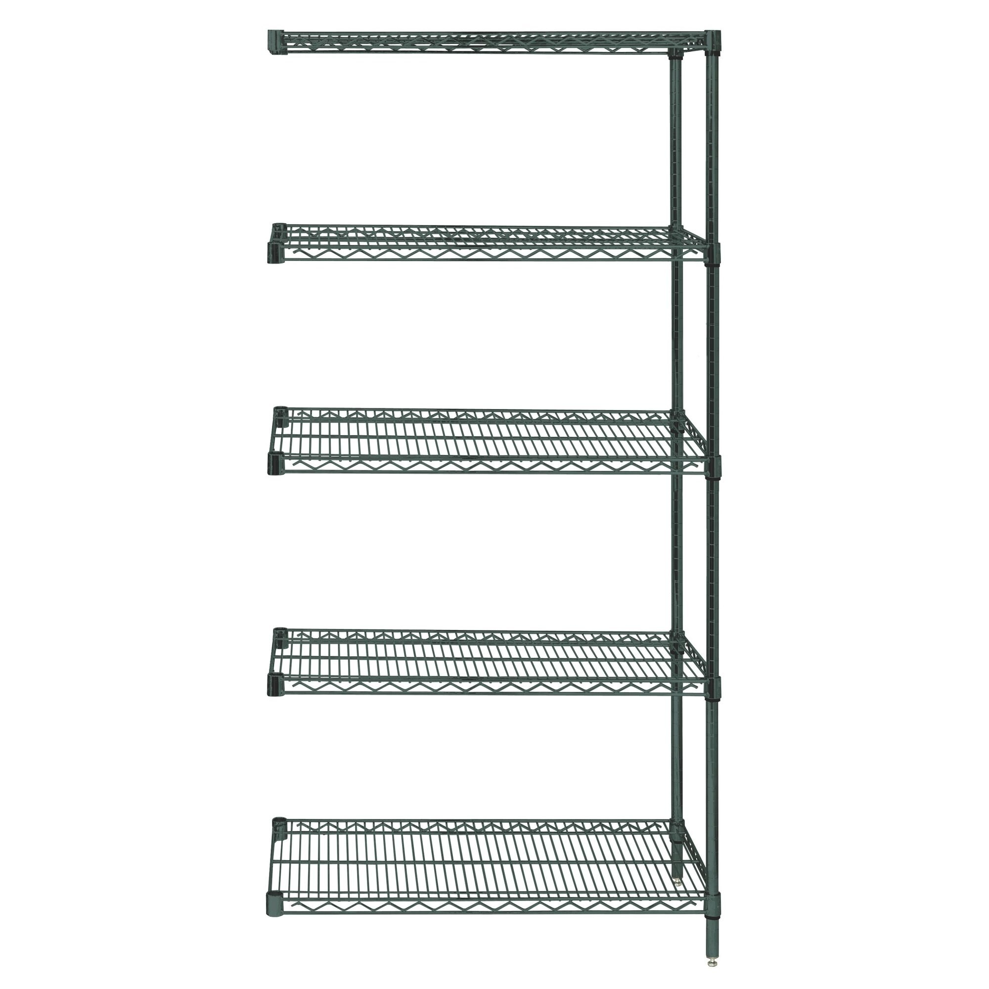 QUANTUM STORAGE SYSTEMS AD74-2448P-5 Wire Shelving, 5 Shelf Add-On, 24 x 48 x 74 Inch Size, Proform Green Epoxy | CG9PGA