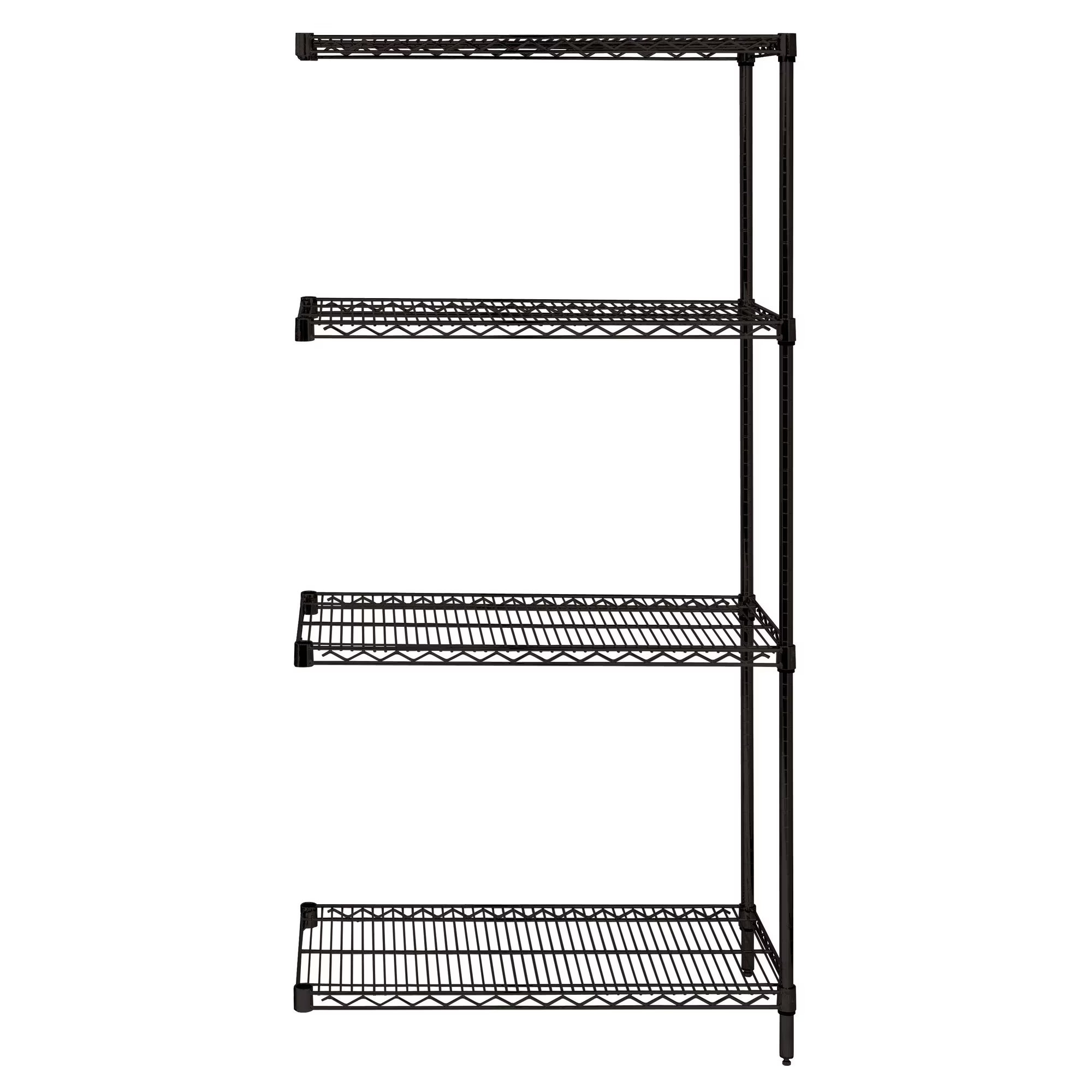 QUANTUM STORAGE SYSTEMS AD86-2460BK Wire Shelving, 4 Shelves Add-On, 24 x 60 x 86 Inch Size, Black Epoxy | CG9LFW