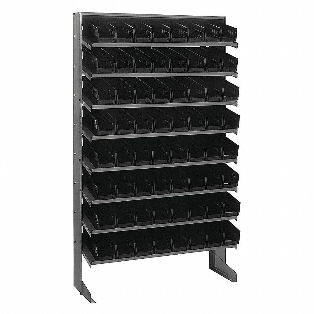 QUANTUM STORAGE SYSTEMS QPRS-101BK Sloped Shelving System 64 Bins Black | AF4UNZ 9KGK8
