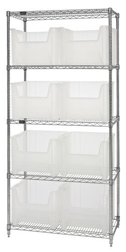 QUANTUM STORAGE SYSTEMS WR5-800CL Wire Shelving, 5 Shelf, 18 x 36 x 74 Inch Size, 8 Bins | CG9RXX