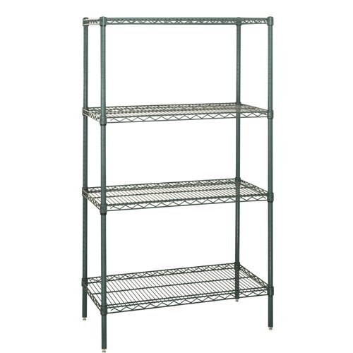 QUANTUM STORAGE SYSTEMS WR86-2448P Wire Shelving, Starter Unit, 4 Shelves, 24 x 48 x 86 Inch Size, Proform Green Epoxy | CG9MZG