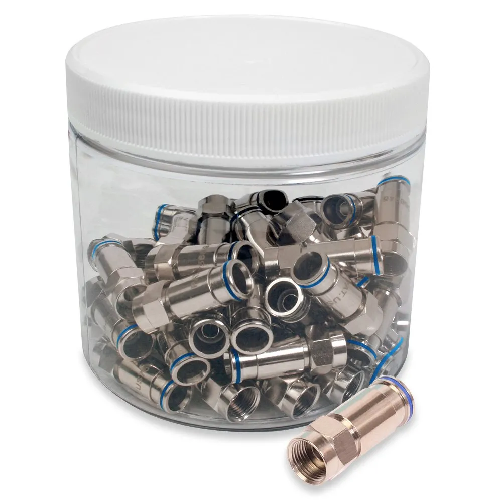F Male Compression Connectors, 75 Ohm, Rg-6 Quad, 50/Jar