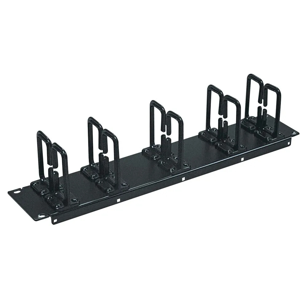 Horizontal Cable Manager, Single Rings, 2U, 100 Cables, 19 Inch Size, Black