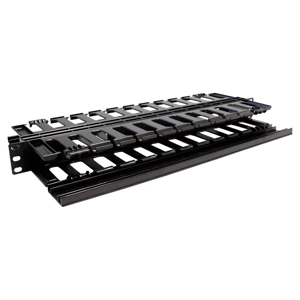 Horizontal Dual Large Finger Duct With Hinged Covers, 60-110 Cables, 1U, 19 Inch Size