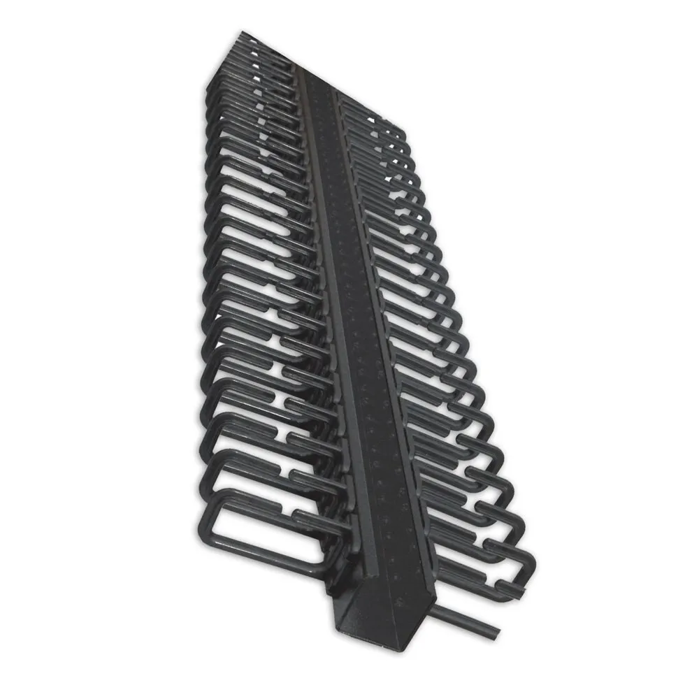 Vertical Cable Manager, 50 Cables per Side, 6 Feet x 4 Inch Rings, Black