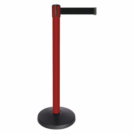 QUEUEWAY QPLUS-21-B9 Barrier Post With Belt, Abs, 40 Inch Post Height, 2 1/2 Inch Post Dia, Black | CT8KLW 52NP36