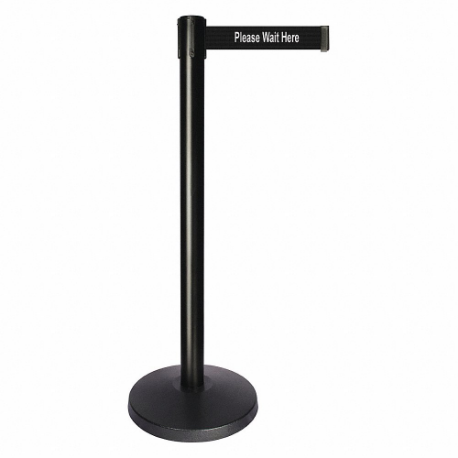 QUEUEWAY QPLUS-33-BC Barrier Post With Belt, Abs, 40 Inch Post Height, 2 1/2 Inch Post Dia, Abs | CT8KKM 52NN54