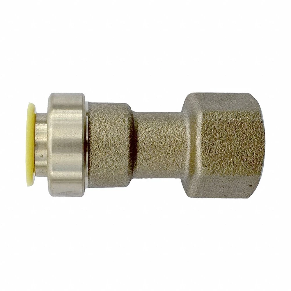 Push-Fit Adapter Fitting, 1/4 Inch OD x 1/4 Inch Pipe Size, Push-to-Connect x FNPT, Brass