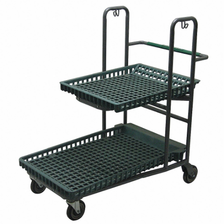 Nestable Utility Cart With Perforated Lipped Plastic Shelves