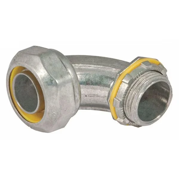 Liquidtight Connector, 90 deg, 3/8 Inch Size, Dc Zinc