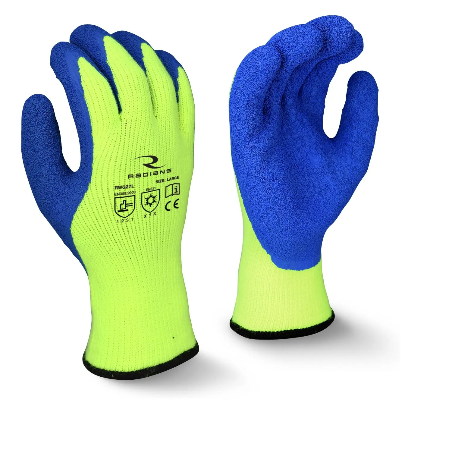 Hi-Vis Cold Protection Cut-Resistant Coated Gloves, Acrylic/Polyester Lining, L