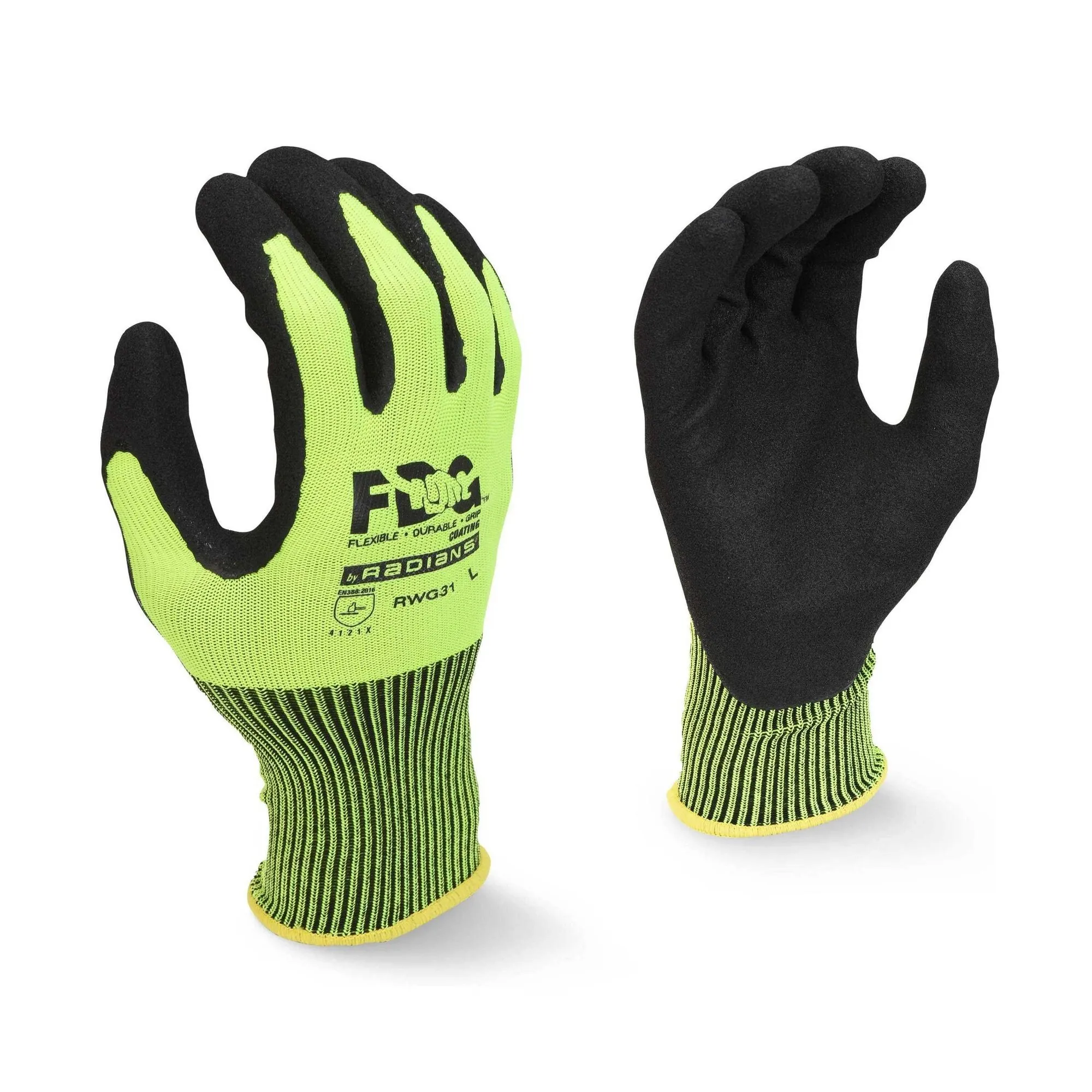 Gloves FDG Coat High Visibility Work Glove, L, 2PK