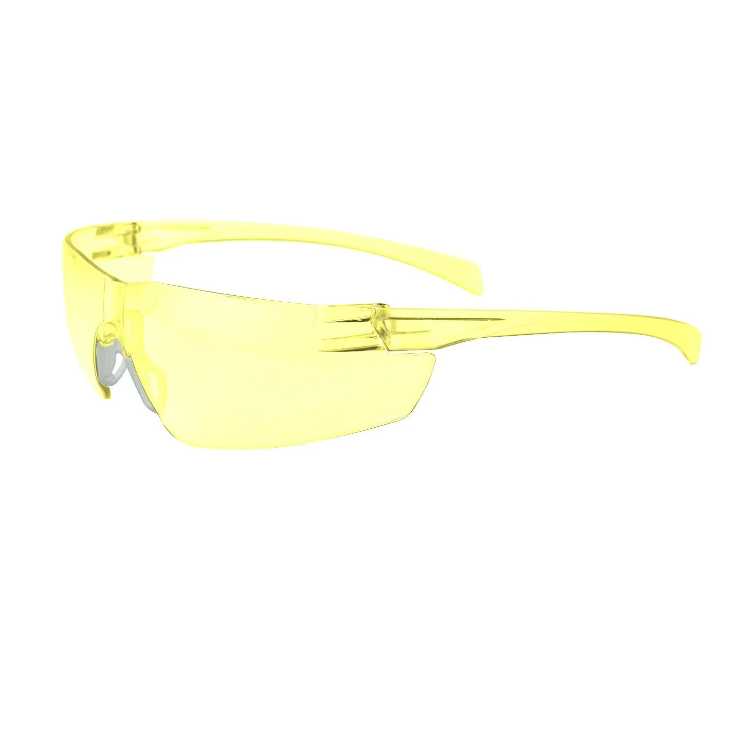 Safety Glasses, Wraparound Amber Polycarbonate Lens, Scratch-Resistant