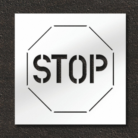 RAE STL-108-12401 Pavement Stencil, Stop, 24 X 24 Inch Message Size, 30 X 30 Inch Stencil Size | CT8MLQ 429X53