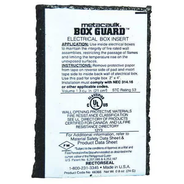 Fire Barrier Pad, 1-13/16 Inch L, 1/4 Inch W