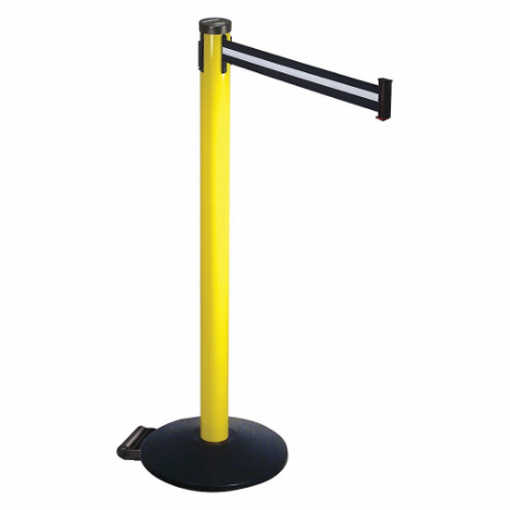 Barrier Post With Belt, Aluminum, Powder Coated, 40 Inch Height, 2 1/2 Inch Dia.