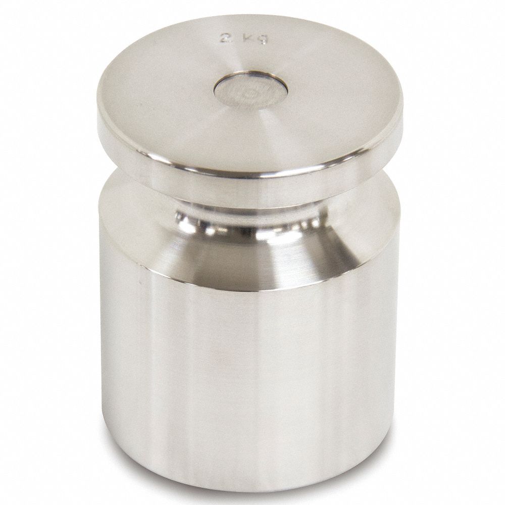 Calibration Weight, 2 Kg, Cylinder Style, Stainless Steel