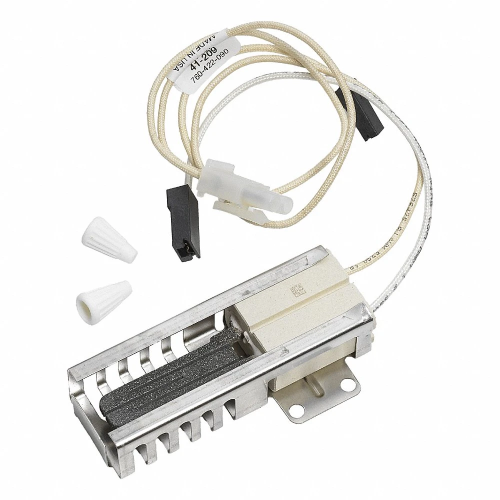 Hot Surface Igniter, Silicon Carbide, 16 3/4 Inch Lead Lg, 120V AC, Hardwired, Flat Tip