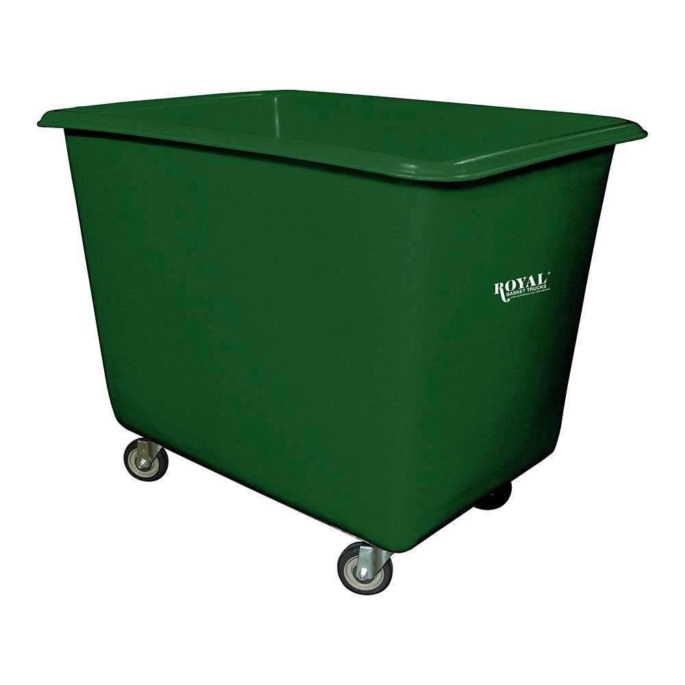 Poly Truck Metal Base, 44 Inch Lg, Green, 4-Swivel, Corner, 16 bu Truck Capacity