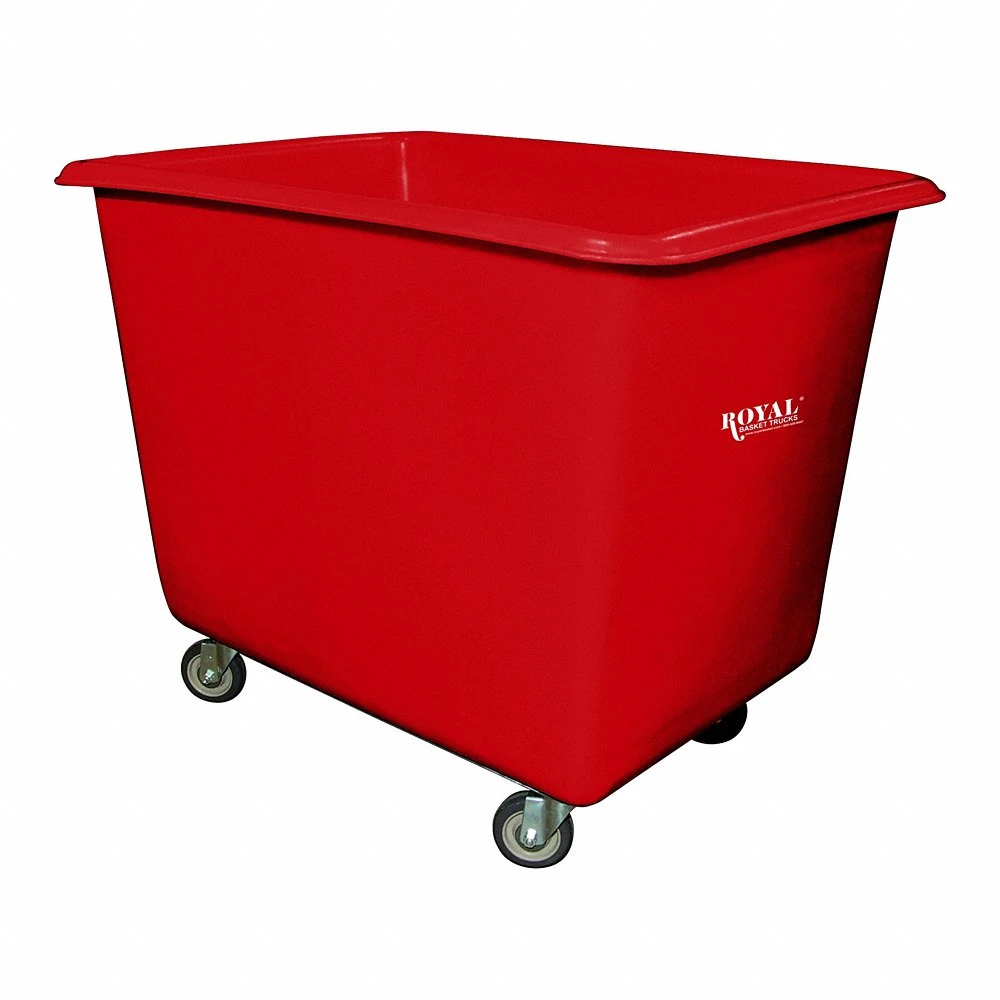 Poly Truck Metal Base, 44 Inch Lg, Red, 4-Swivel, Corner, 16 bu Truck Capacity