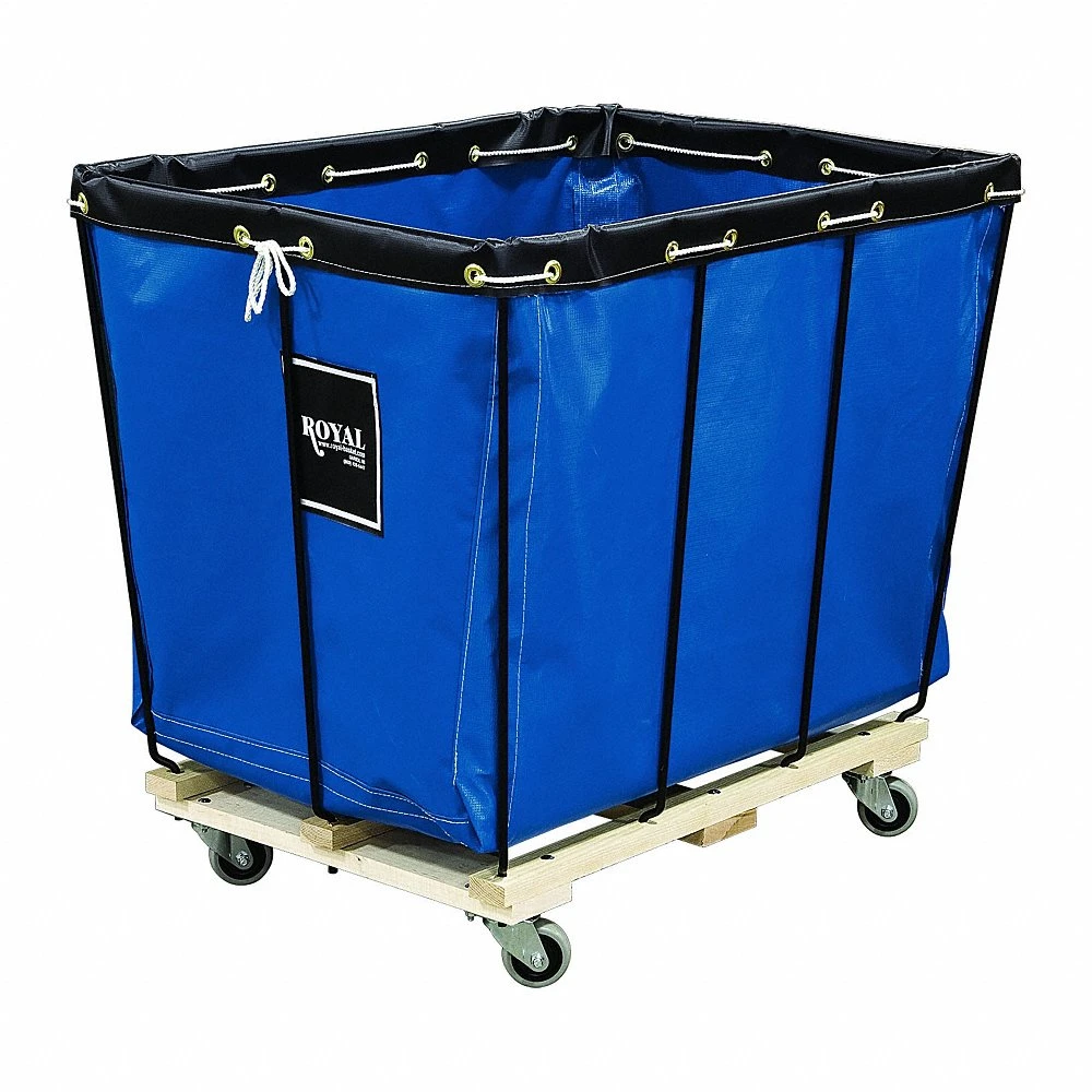Basket Truck Wood Base, Vinyl Liner, Blue, 2-Rigid/2-Swivel, Corner, Wood
