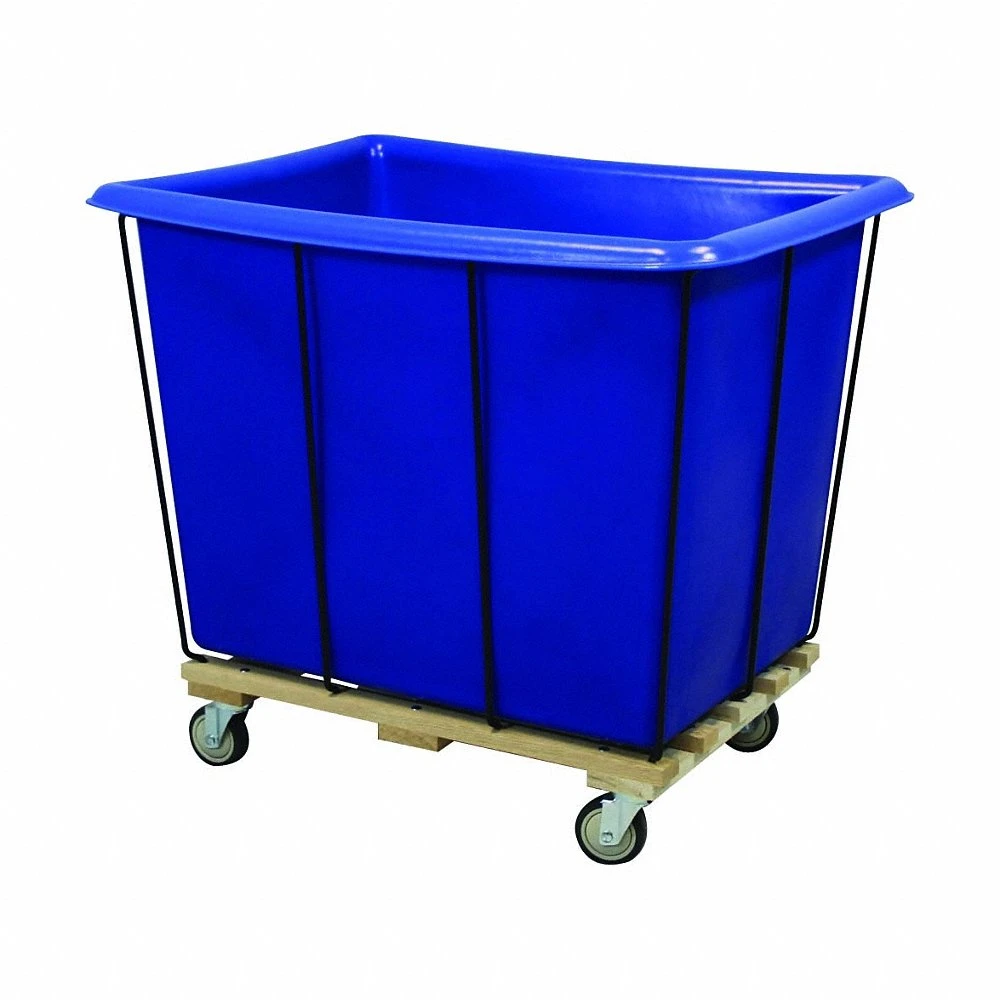 Poly Liner Wood Base Truck, Blue, 4- Swivel, Corner, 12 bu Truck Capacity