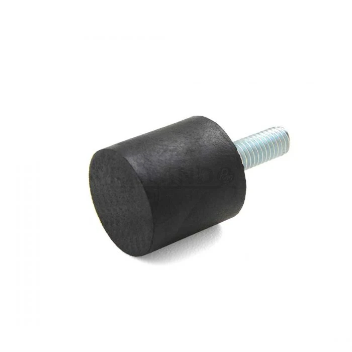 Rubber Bumper, 100mm OD, M16 Threaded Stud, 41mm Stud Lg., 50mm Ht., 55 Shore A Natural Rubber Jacket, SS