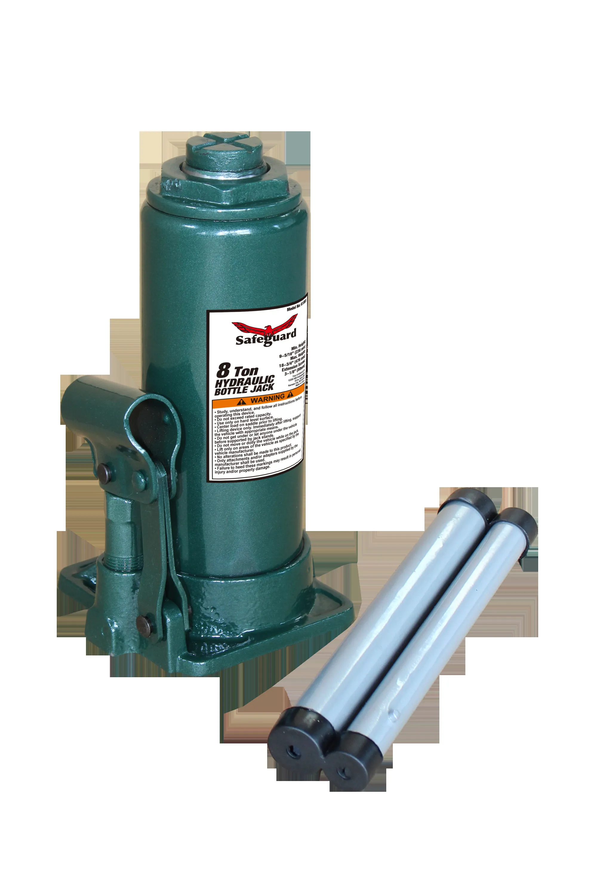 SAFEGUARD 61081 Bottle Jack, Steel, 8 Ton Capacity | CY7QPH