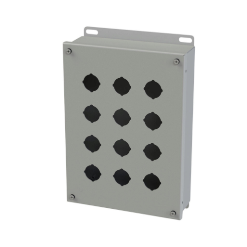 SAGINAW SCE-12PB Pushbutton Enclosure, 12 Holes, 30mm, 12 x 9 x 3 Inch Size, Wall Mount, Carbon Steel | CV6QGE