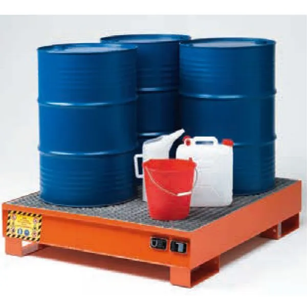 Spill Containment Pallet, For 4 Drum, Steel