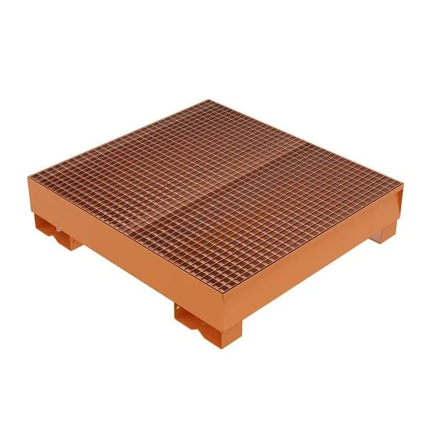 Spill Pallet, For 2 Drum x 200 L On Grate, Orange