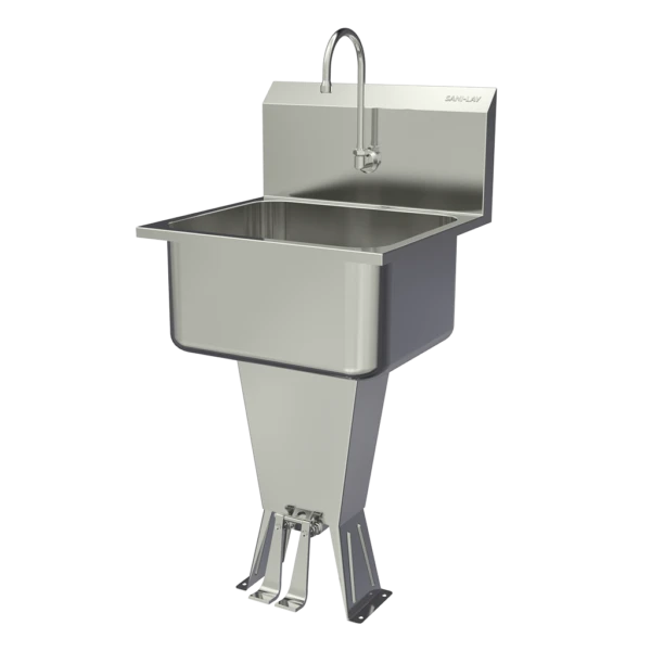 Wash Station, 41 1/2 Inch Ht, 19 Inch Bowl Lg, 10 Inch Bowl Dp, 0.5 gpm Flow Rate, 18 ga