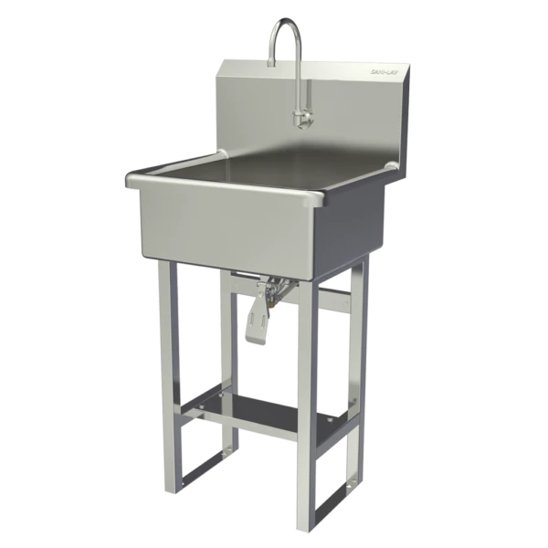 Wash Station, 46 1/2 Inch Ht, 20 Inch Bowl Lg, 9 Inch Bowl Dp, 2 gpm Flow Rate, 16 ga