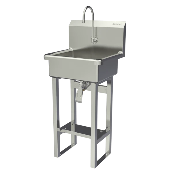 Wash Station, 43 1/2 Inch Ht, 17 Inch Bowl Lg, 7 Inch Bowl Dp, 2 gpm Flow Rate, 16 ga