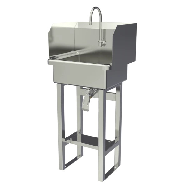 Wash Station, 43 1/2 Inch Ht, 17 Inch Bowl Lg, 7 Inch Bowl Dp, 2 gpm Flow Rate, 16 ga